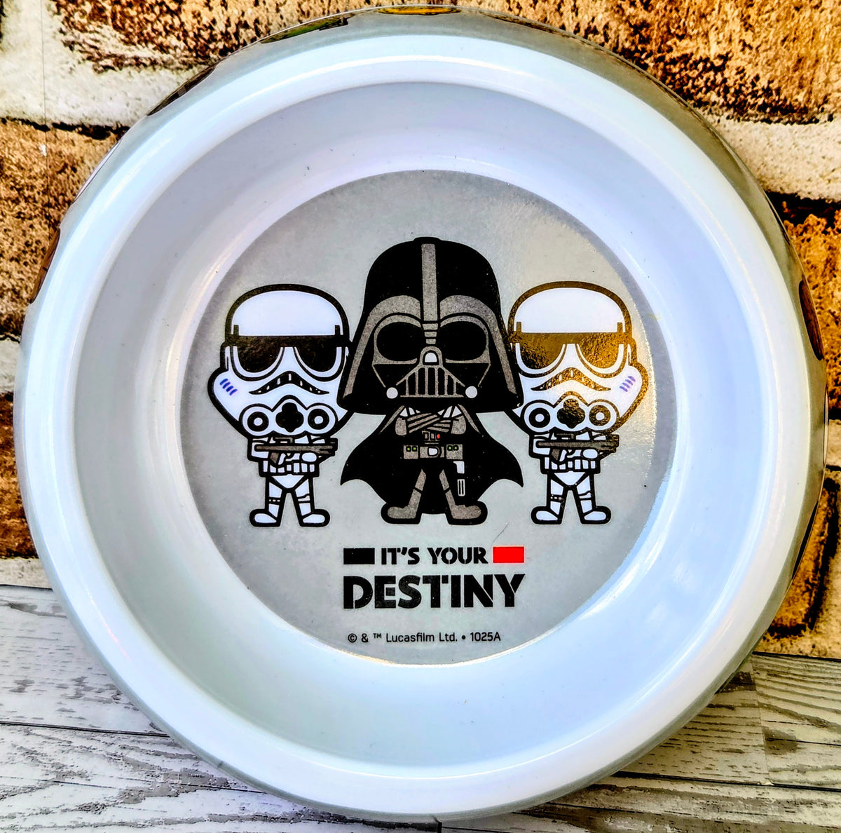 Star Wars pet bowl bottom with Darth Vader graphic and “It's Your Destiny” text.