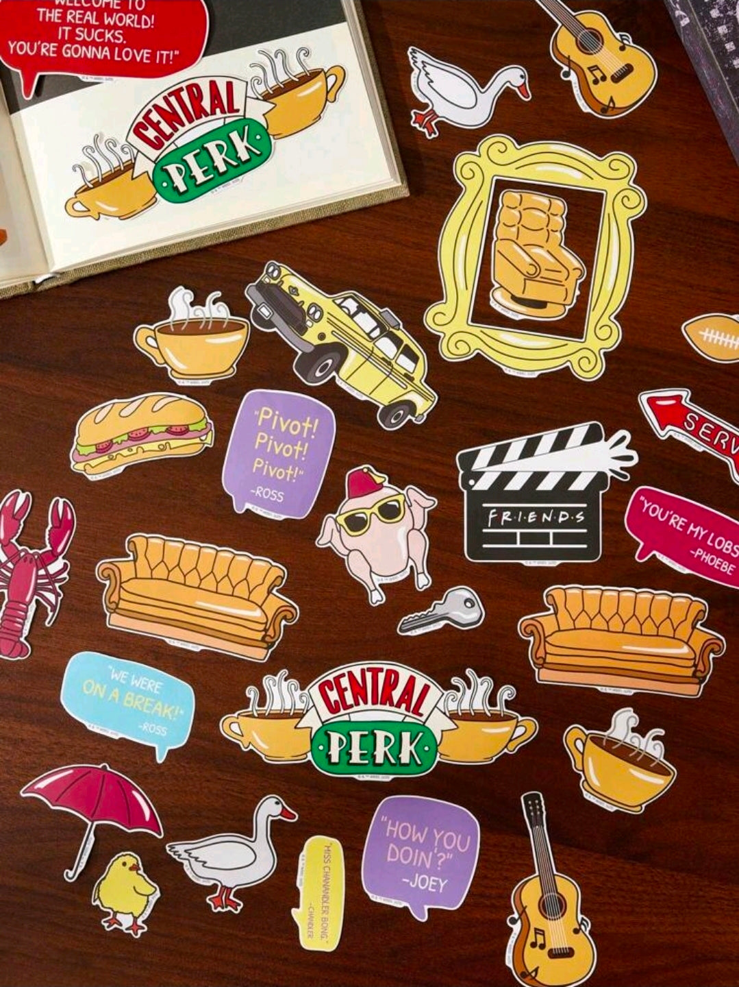 Friends TV Show Large Die Cut Sticker Pack 29pc Licensed WBEI Central Perk Couch Lobster Pivot Quote Decals