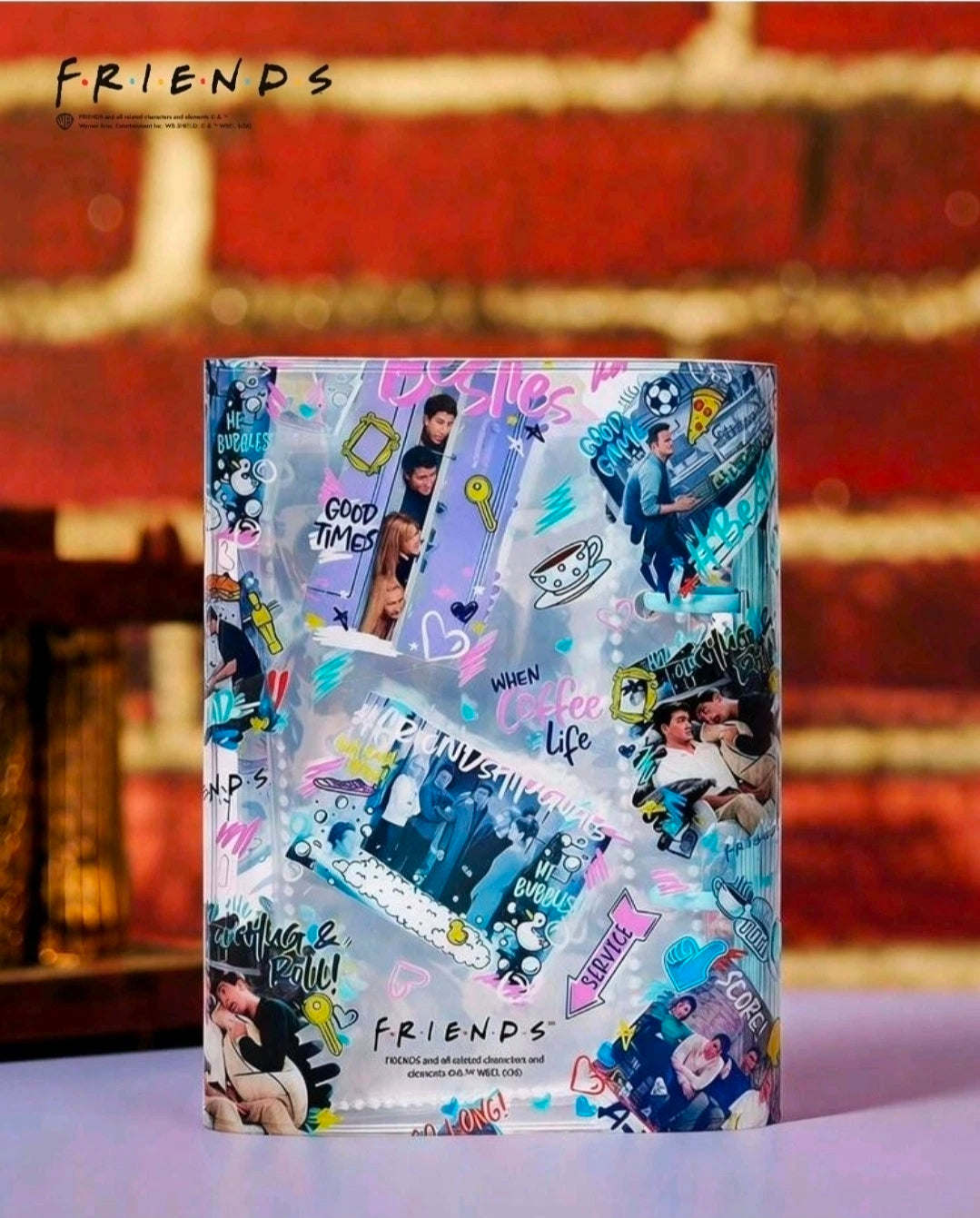 Blue collage 6-ring sticker binder planner with colorful character-themed cover