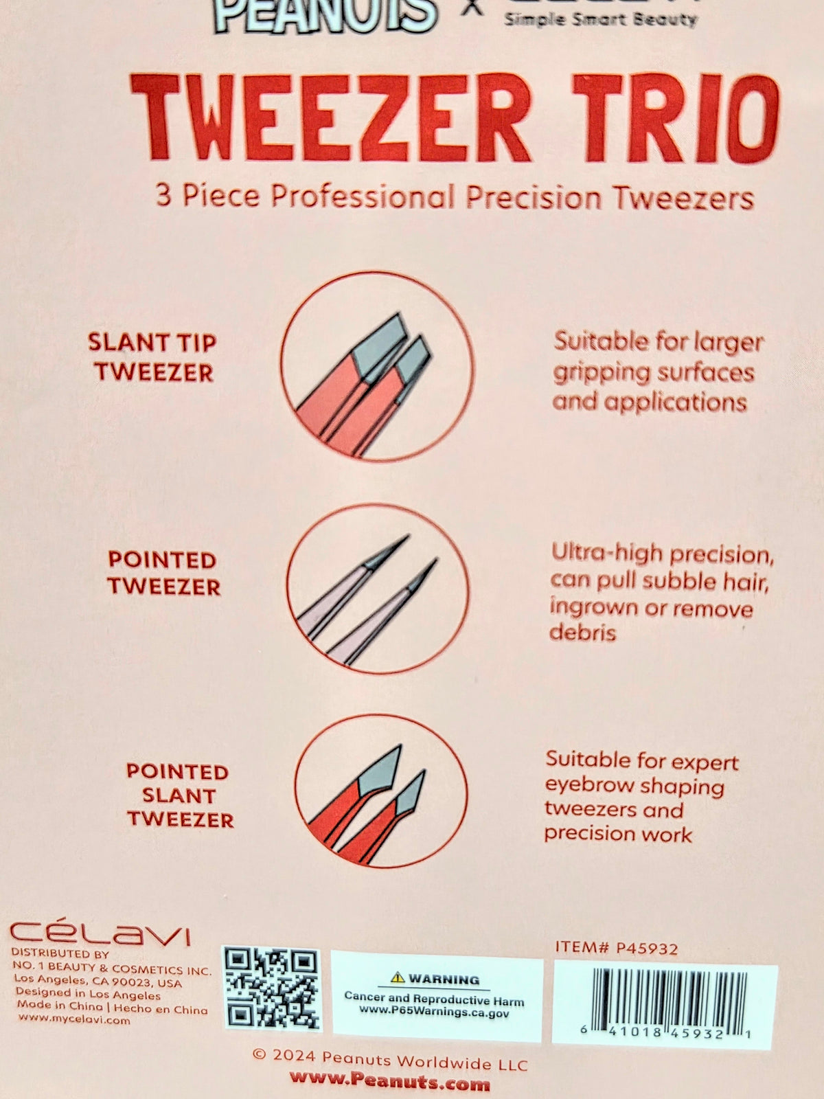 Tweezer trio card back showing slanted and pointed tweezers icons