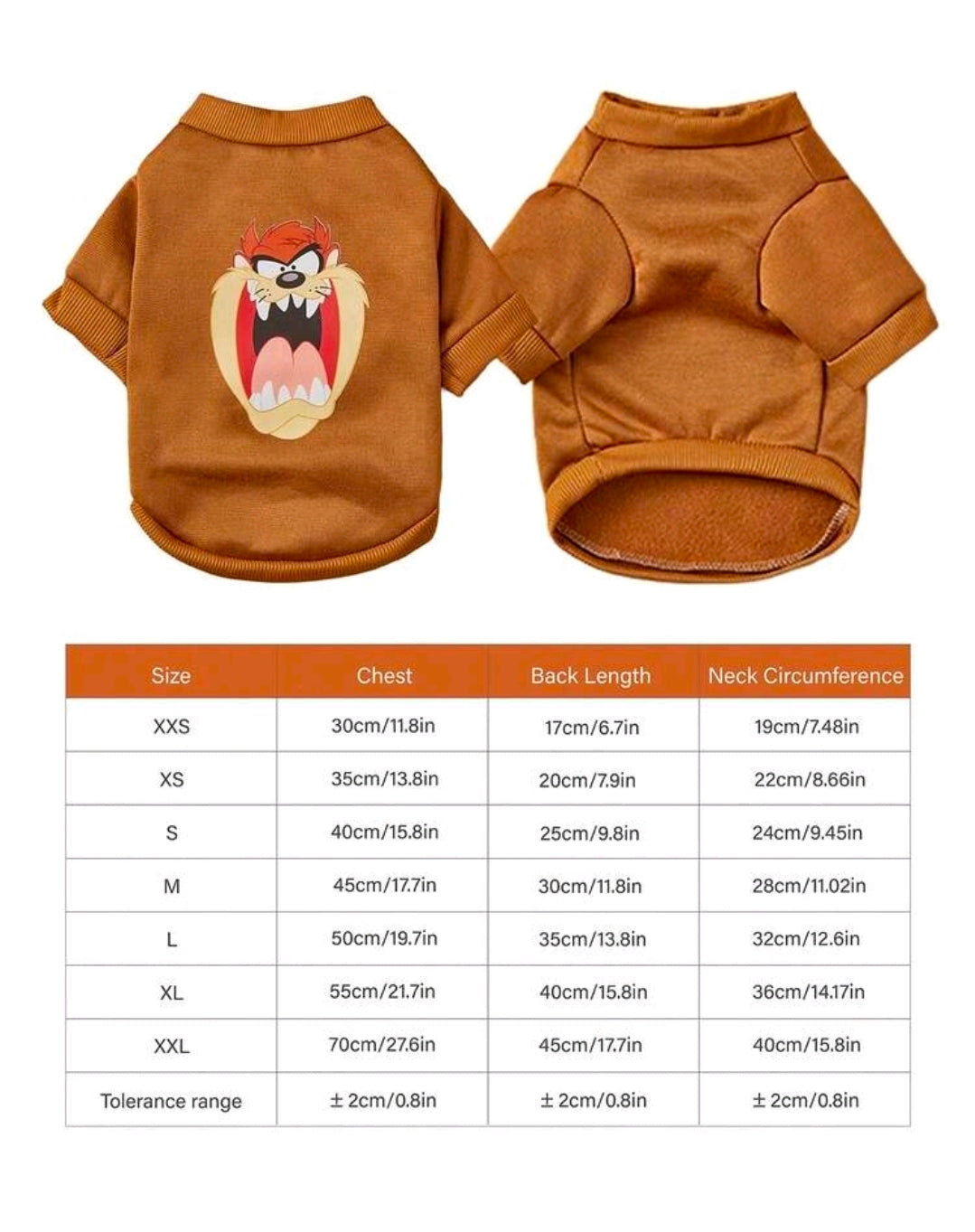 Looney Tunes Taz Tasmanian Devil Dog Sweatshirt — Pet Sweater XXL