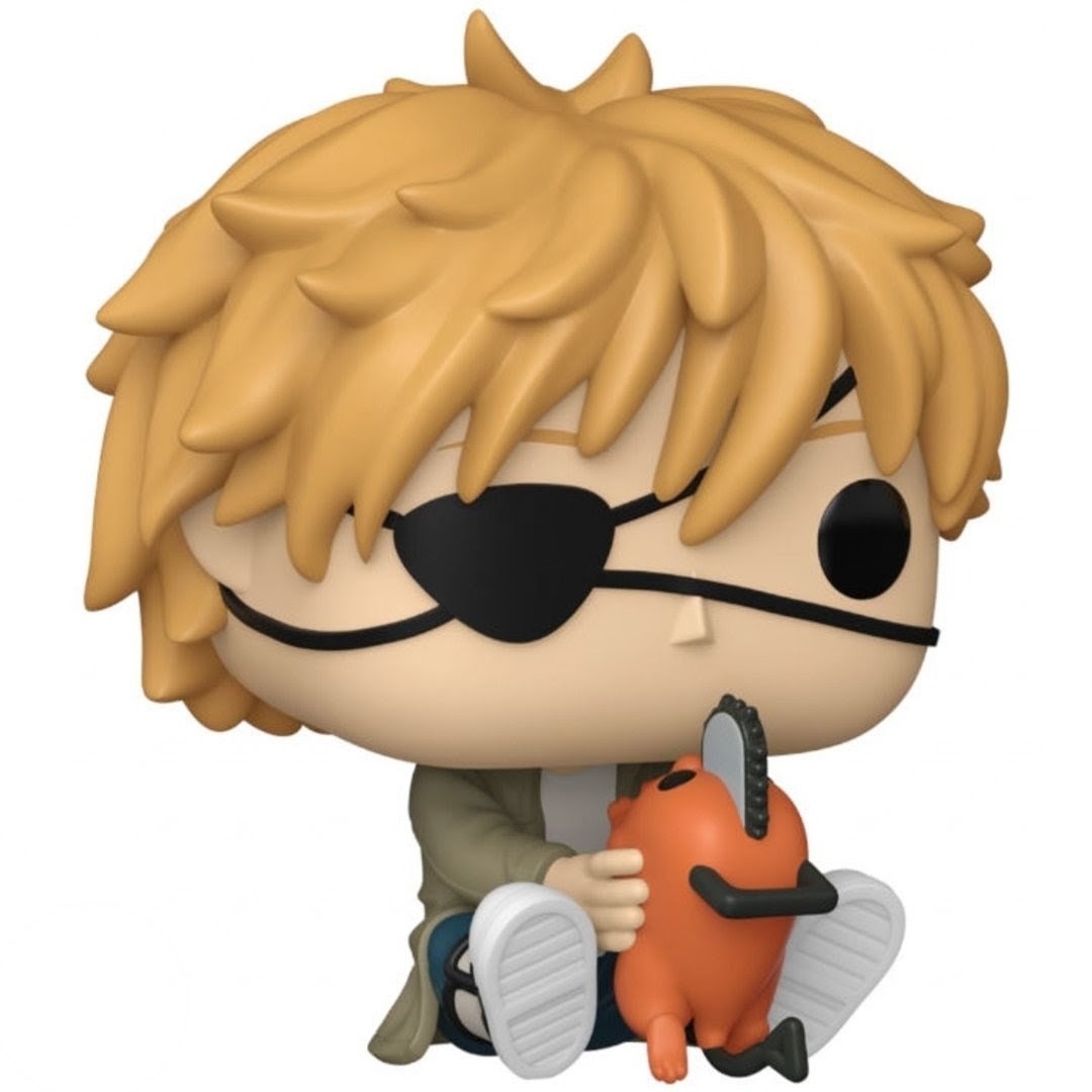 Blond-haired vinyl figure with black glasses and goggles, holding a red chainsaw