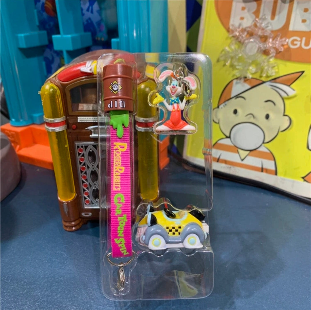 Benny Cab charm keychain in clear blister with pink lanyard and cartoon charm