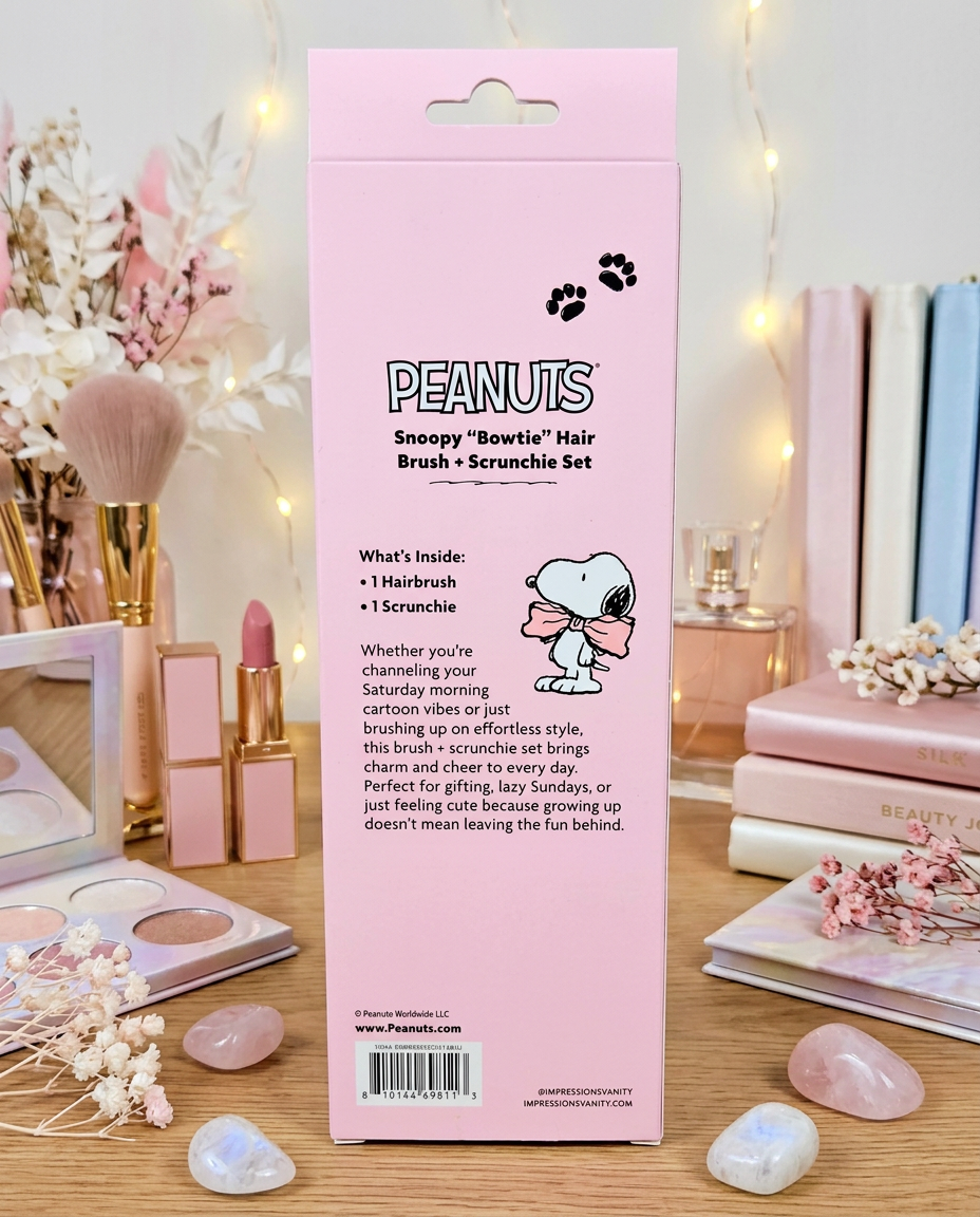 Impressions Vanity Peanuts Snoopy Bowtie Hair Brush & Scrunchie Set