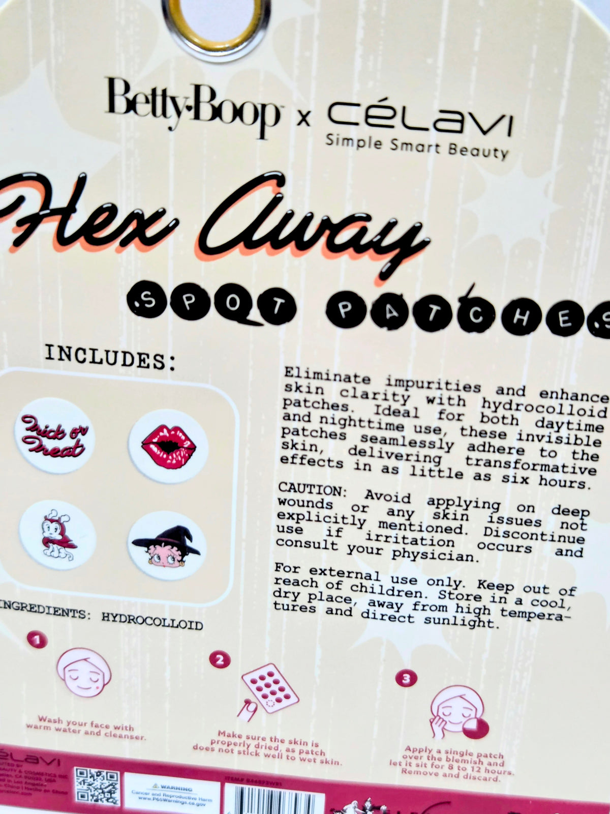 Betty Boop x Celavi Halloween Hex Away Hydrocolloid Spot Patches 36pc Compact
