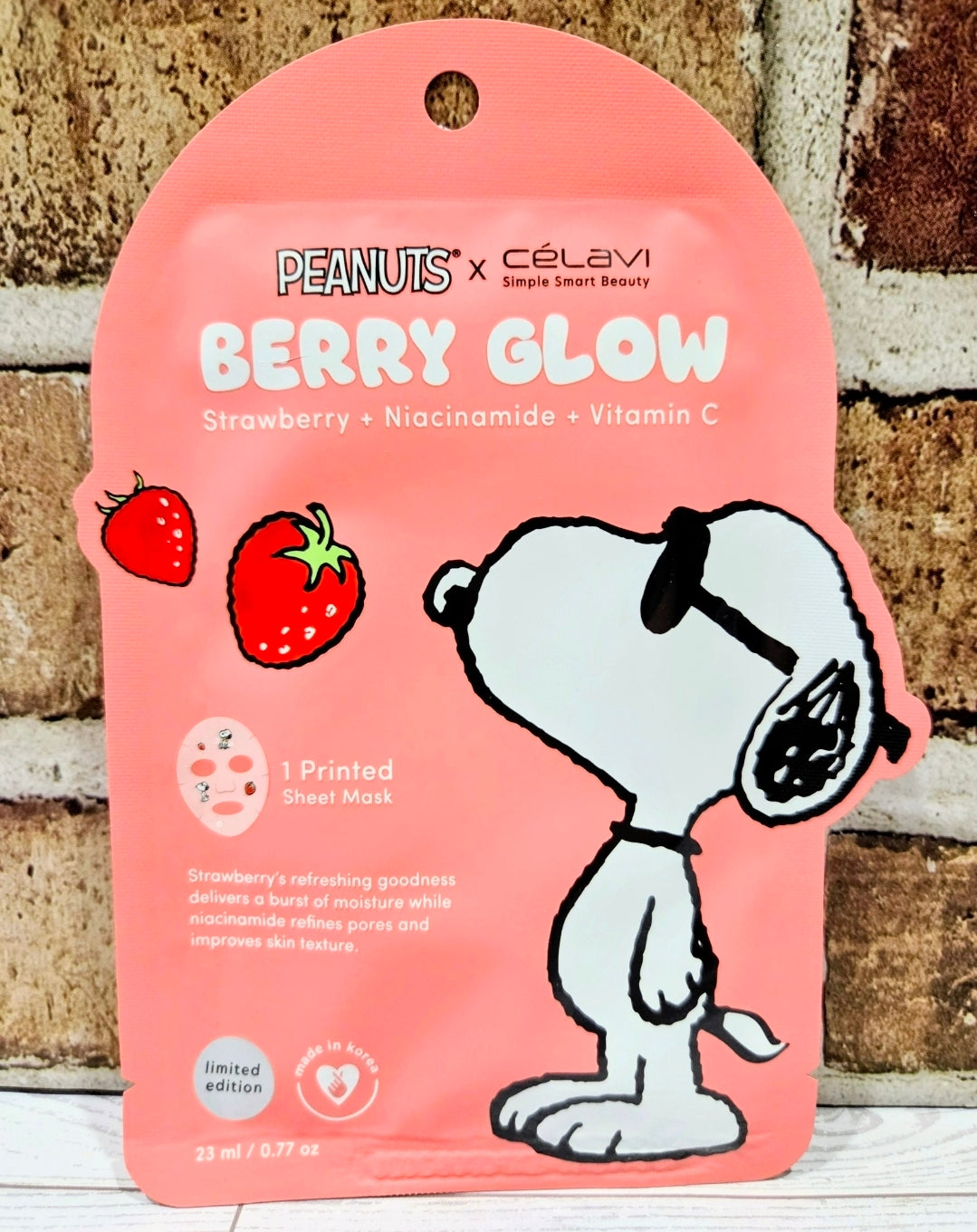 Peanuts x Célavi Snoopy Face Sheet Mask Choose Variant Self Love Collagen Berry Glow
