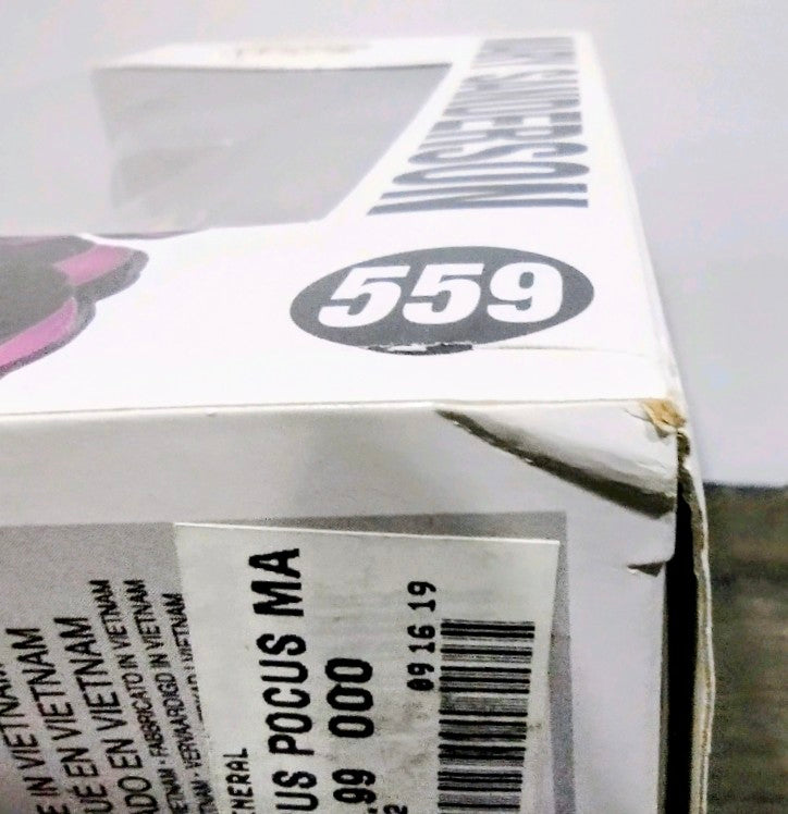 Funko Pop Mary Sanderson #559 box side with 559 label and barcode panel.