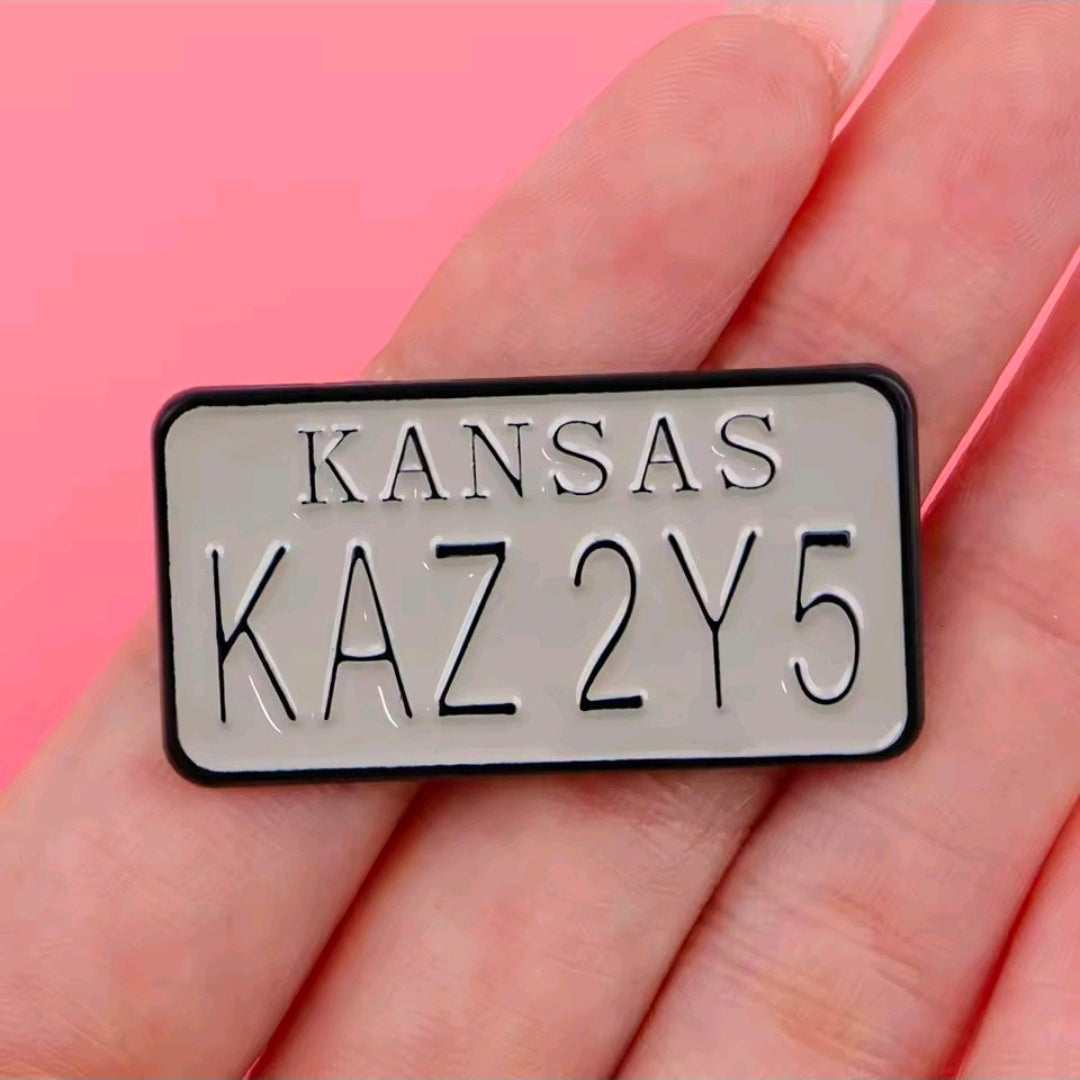 Supernatural Dean Impala Enamel Pin Set 3pc Cassette Car Kansas Plate