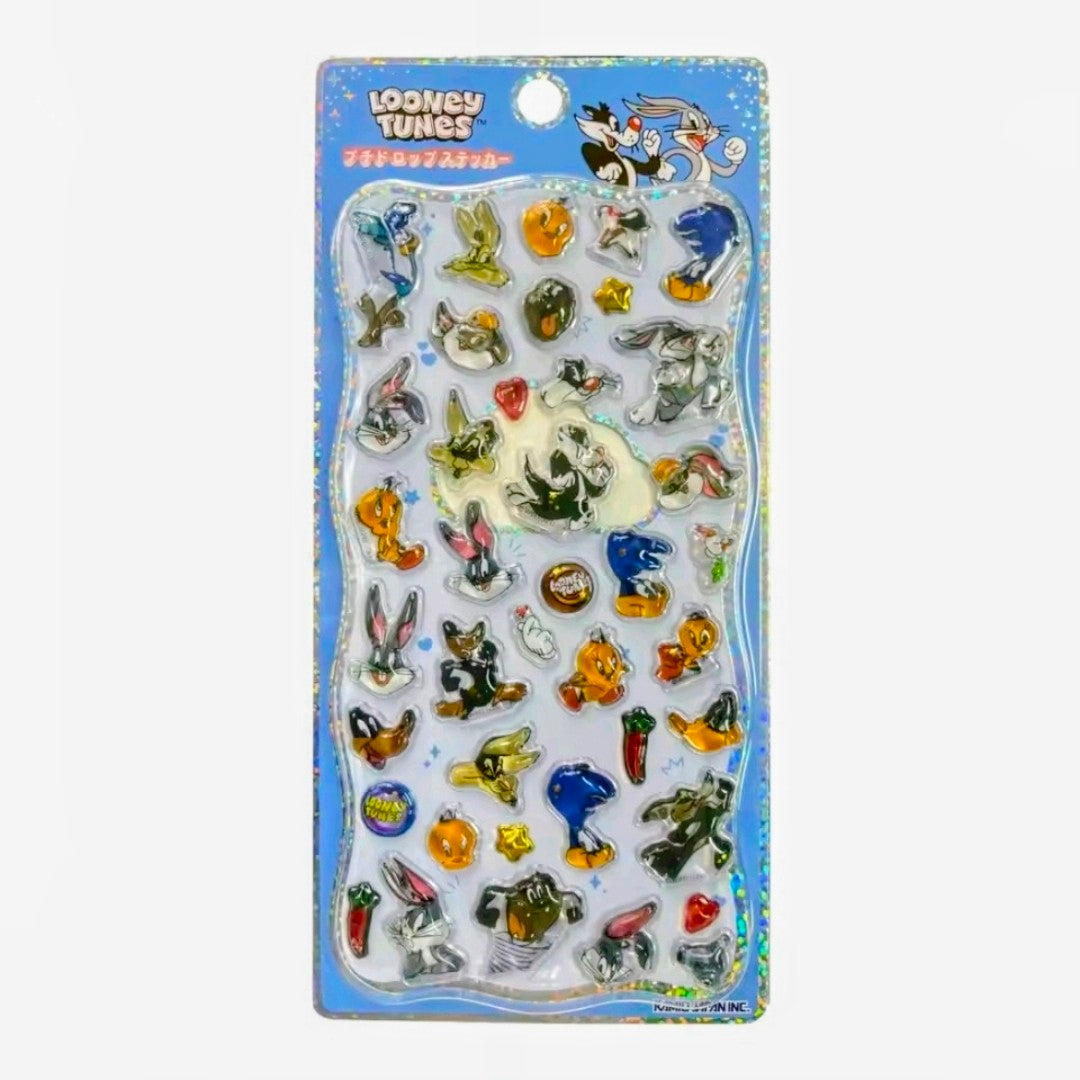 Looney Tunes 3D acrylic sticker pack with mixed animal character decals on a sheet