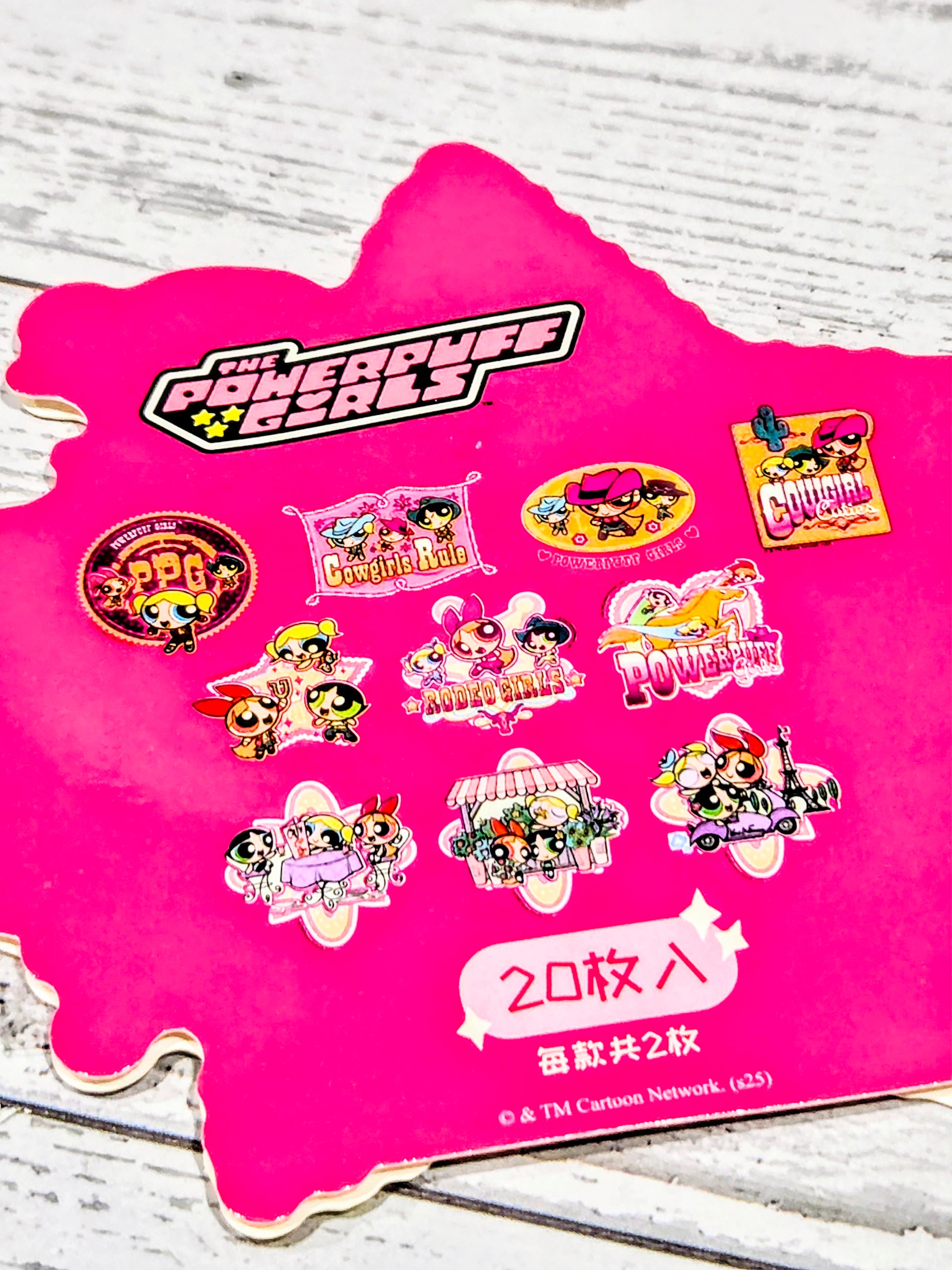 Powerpuff Girls cowgirl rodeo metallic foil sticker sheet with multiple small designs