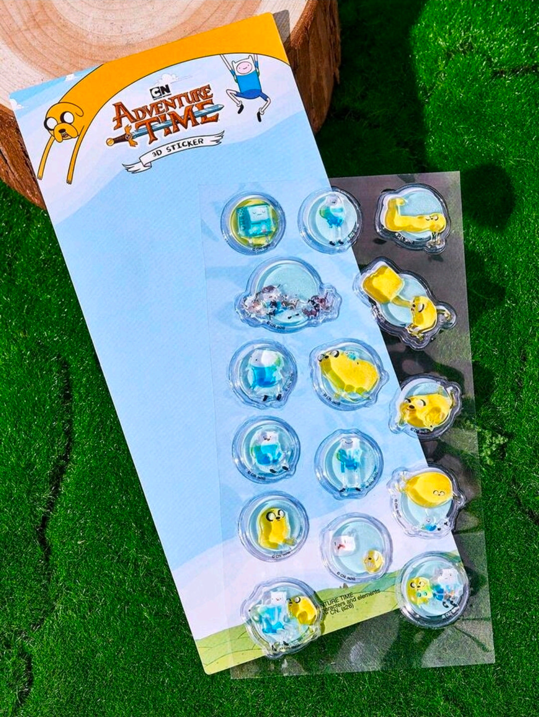 Adventure Time 3D crystal bonbon sticker sheet with assorted clear 3D character decals