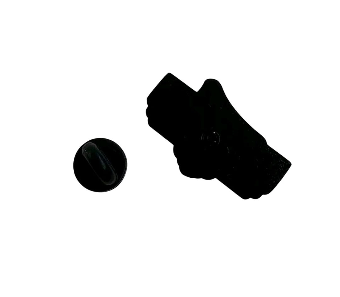 Enamel pin back with black post and round clasp backing
