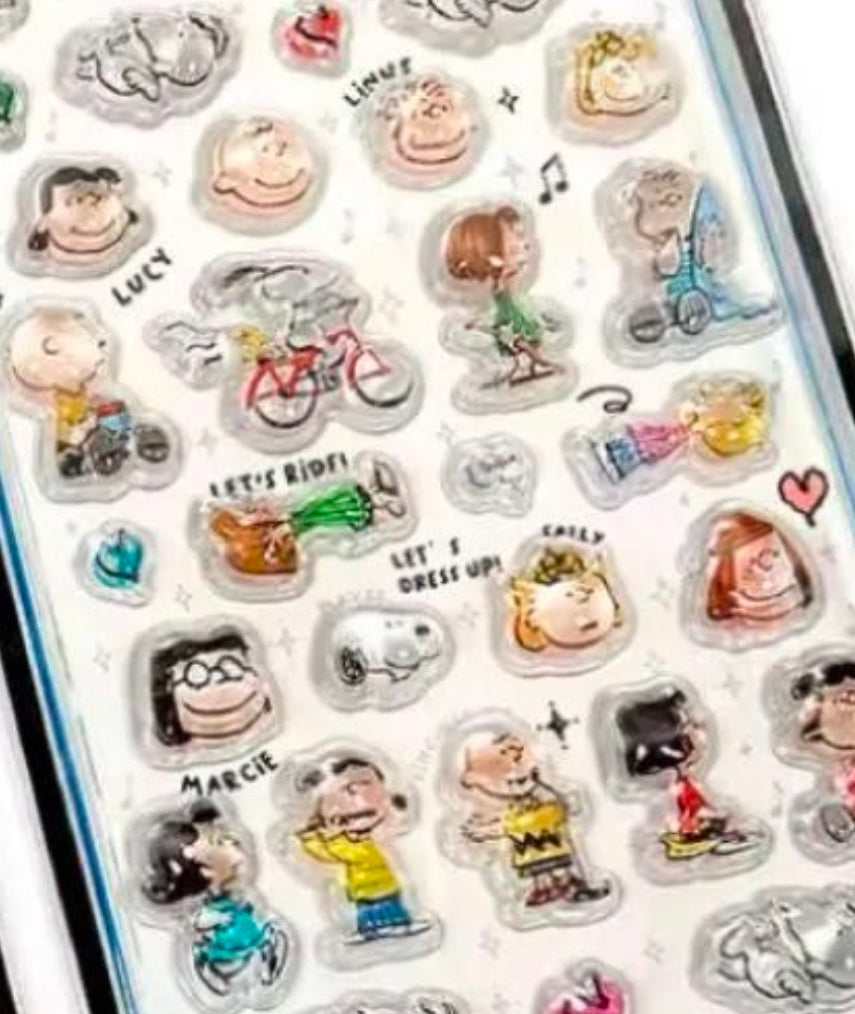 Peanuts Snoopy Charlie Brown Gang Bonbon Drop 3D Sticker Sheet