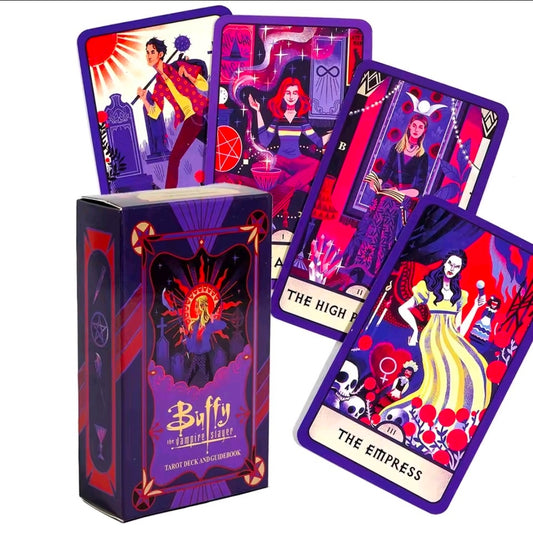 Tarot deck in box with card spread, featuring The Empress and The High Priestess