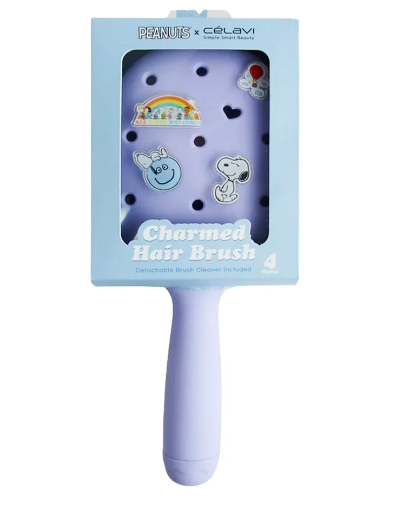 Peanuts x Celavi Charmed Detangler Hair Brush 4 Charms Snoopy Lavender
