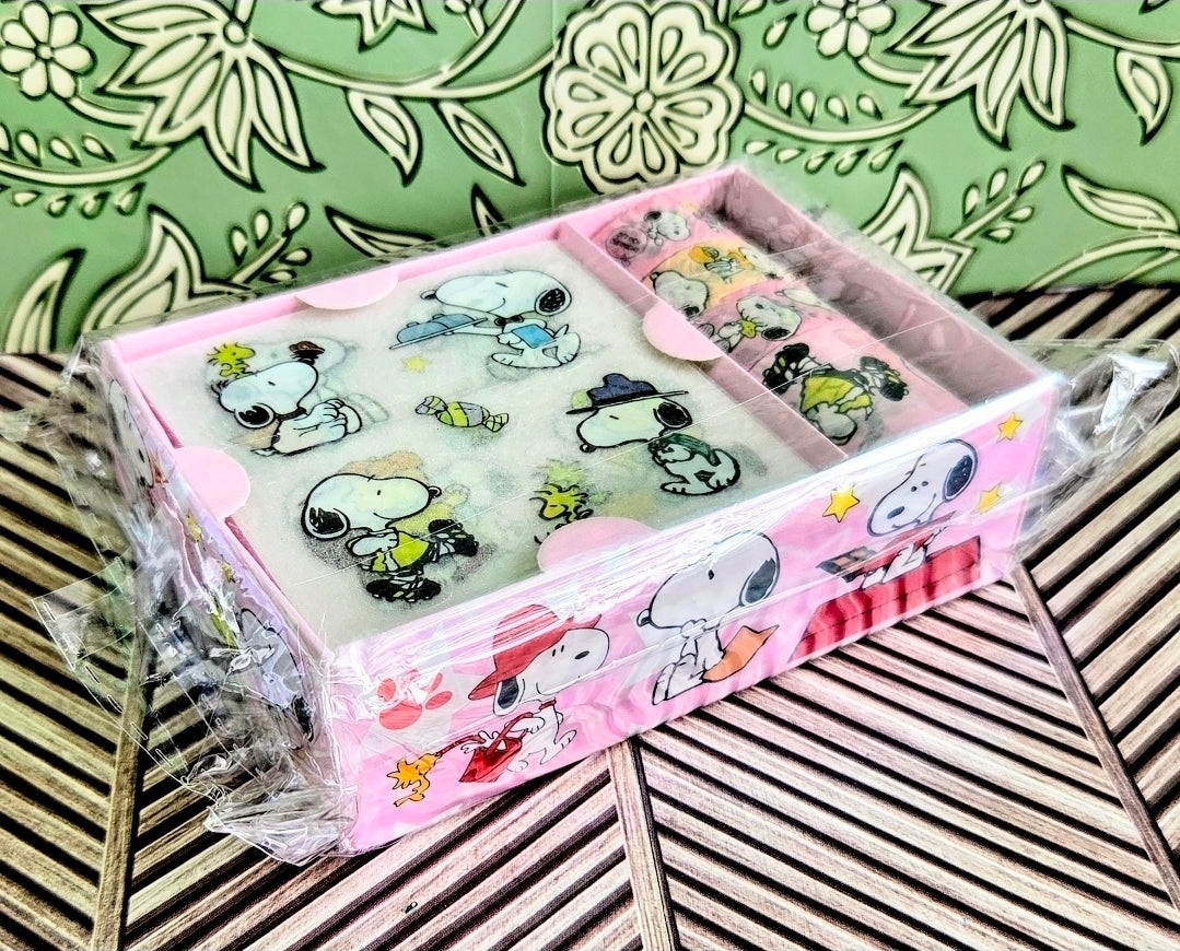 Peanuts Snoopy Woodstock Pink 4-Roll Washi Tape + Sticker Sheet Set