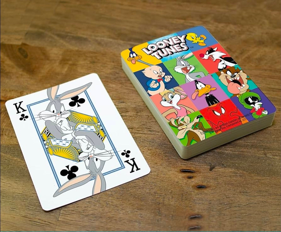Looney Tunes playing cards deck with King of spades face card and character artwork