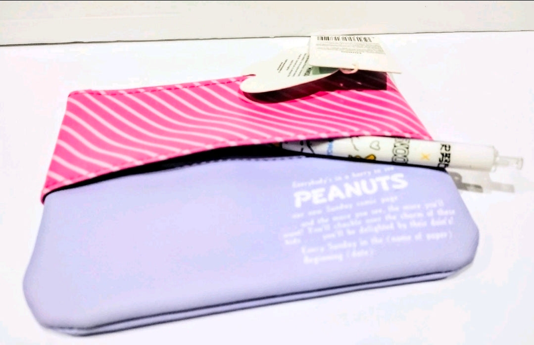Miniso Peanuts Snoopy Colorful Life Lavender Purple Zipper Pouch