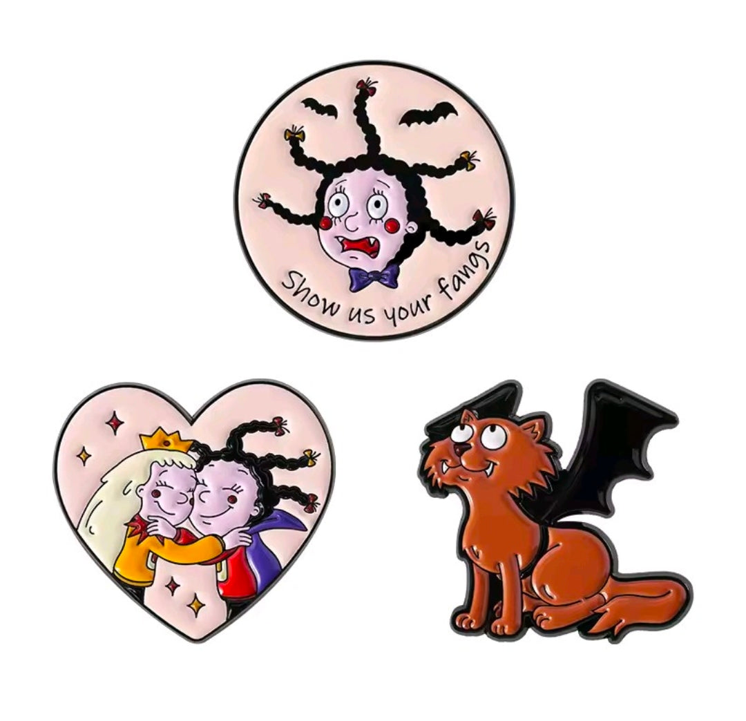 Mona the Vampire 3pc Enamel Pin Set Y2K 1999 NEW
