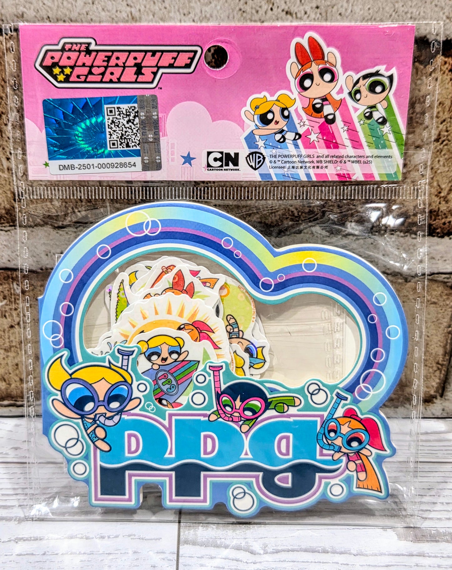 Powerpuff Girls Holographic Flake Sticker Set 20pc Summer Beach Licensed CN Cartoon Network PPG Blossom Bubbles Buttercup