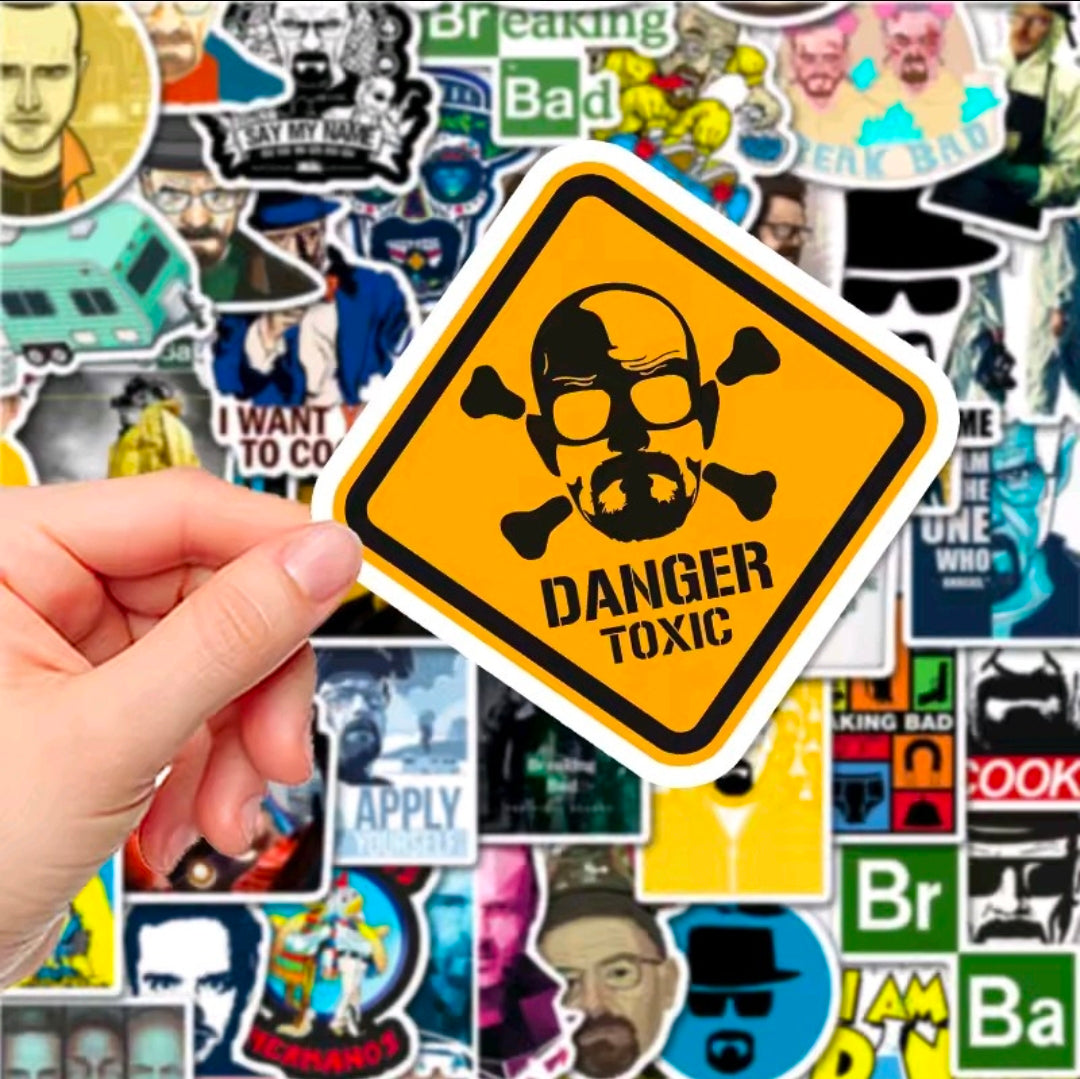 Vinyl sticker pack skull 'DANGER TOXIC' warning sign