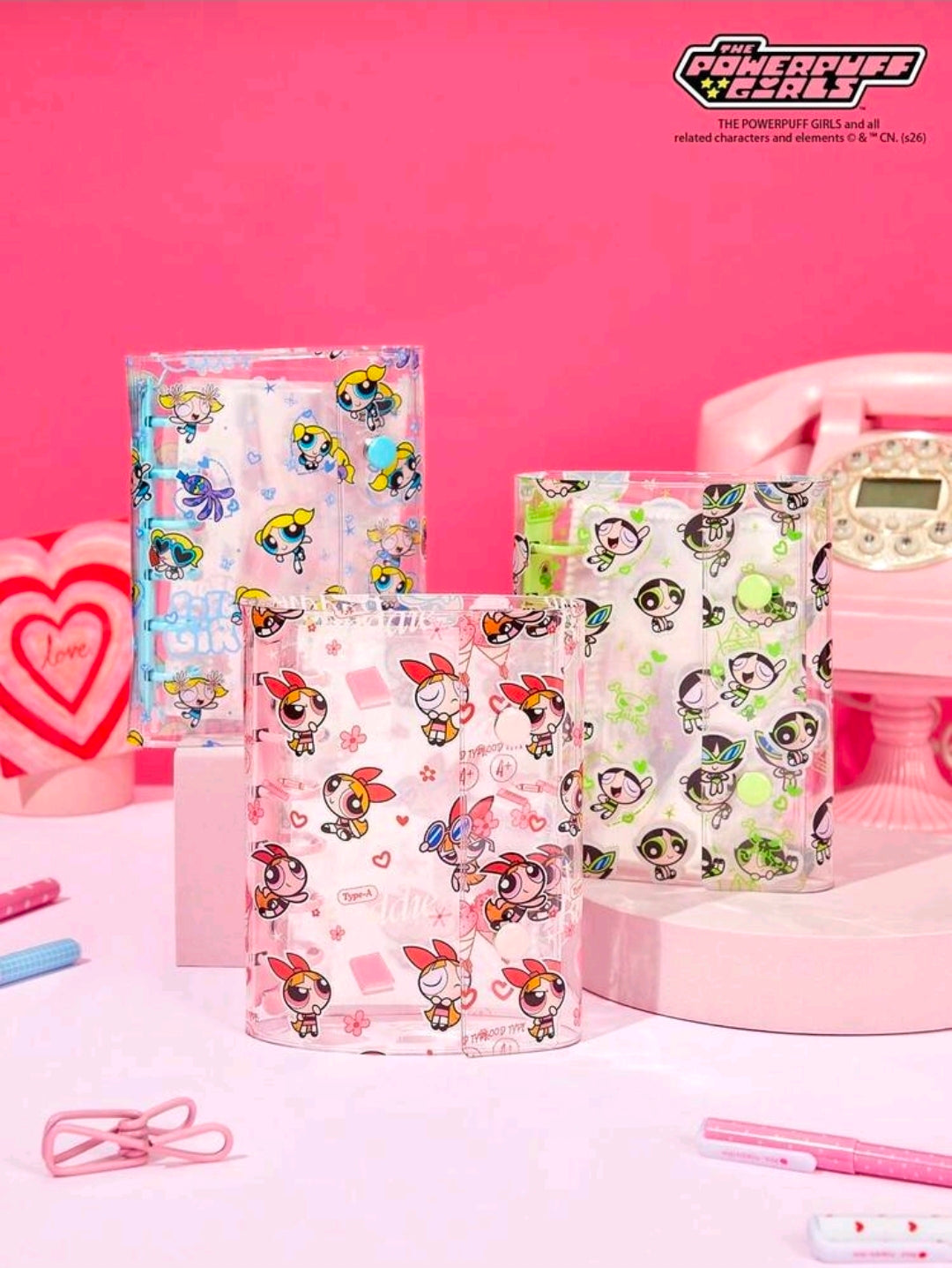 Powerpuff Girls A7 Transparent 6-Ring Binder 2 Snap Blossom Bubbles Buttercup