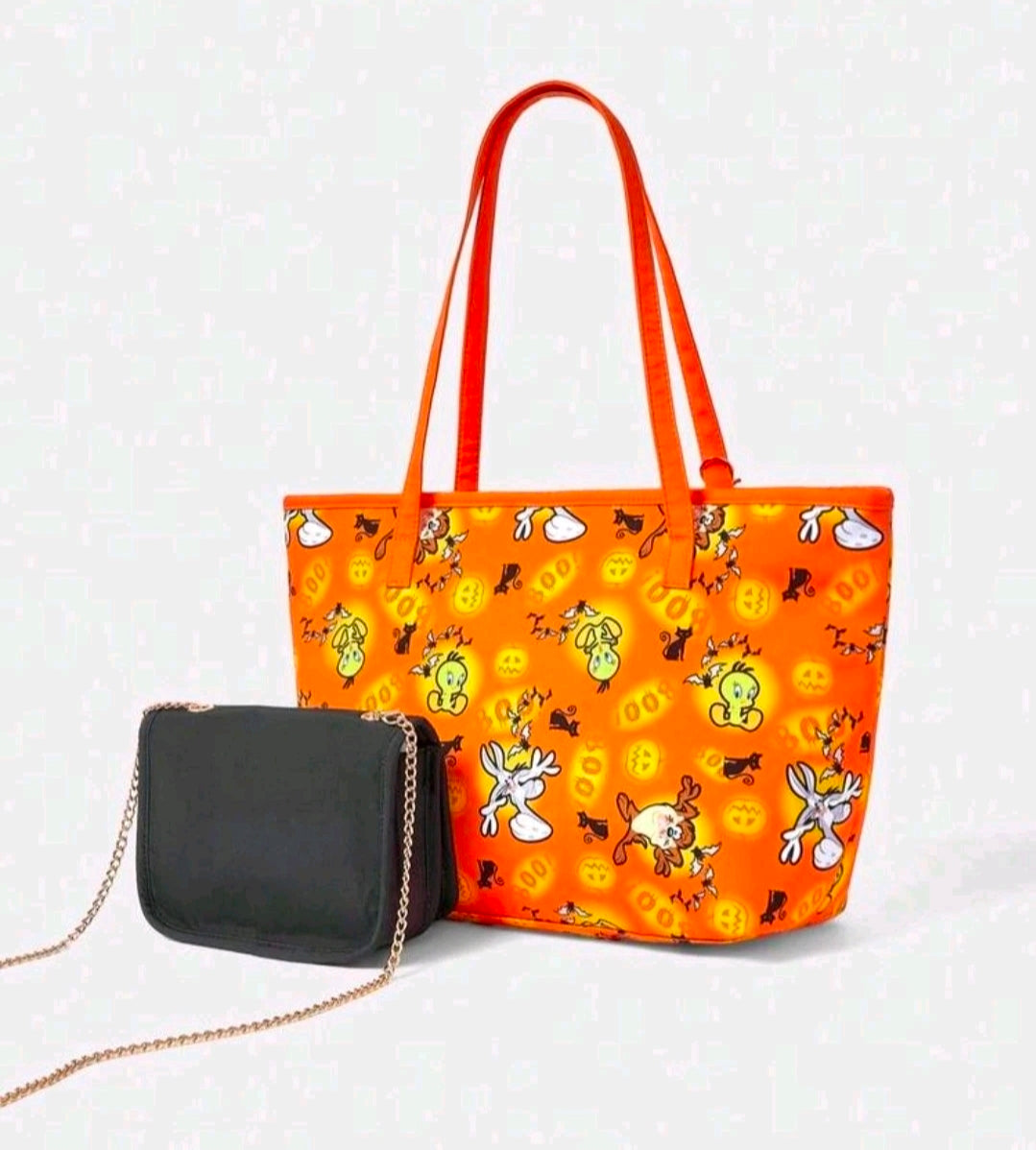 Looney Tunes Halloween 3pc Purse Set Tote Clutch Chain Bag