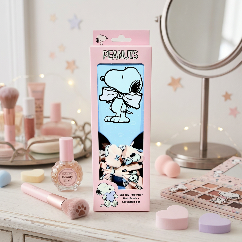 Impressions Vanity Peanuts Snoopy Bowtie Hair Brush & Scrunchie Set