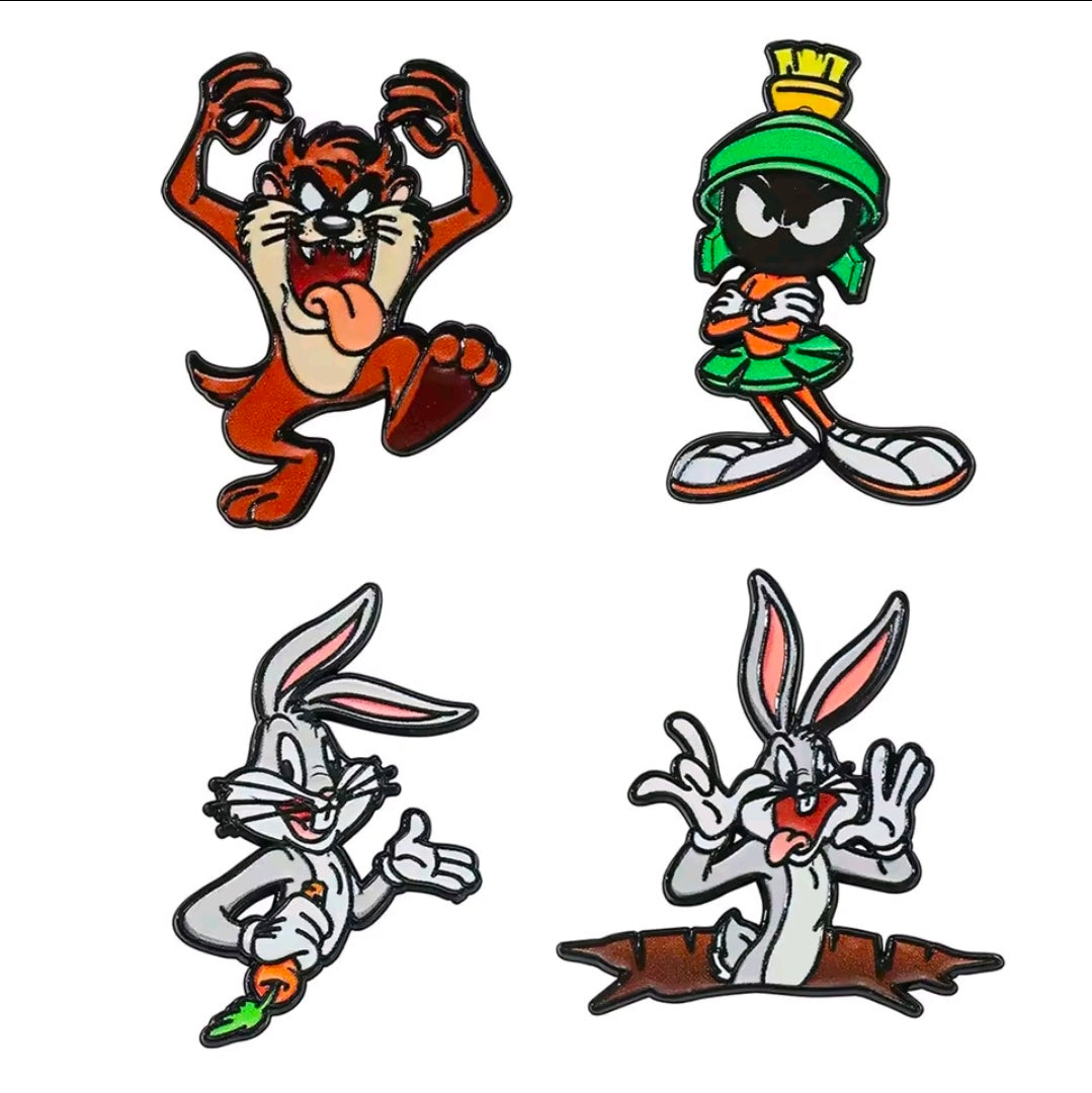 Looney Tunes enamel pin set (4 pcs) with four colorful cartoon character pins