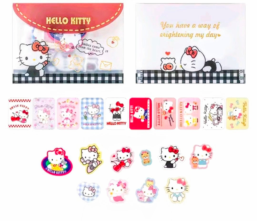 Hello Kitty die-cut flake sticker set with multiple Hello Kitty character designs