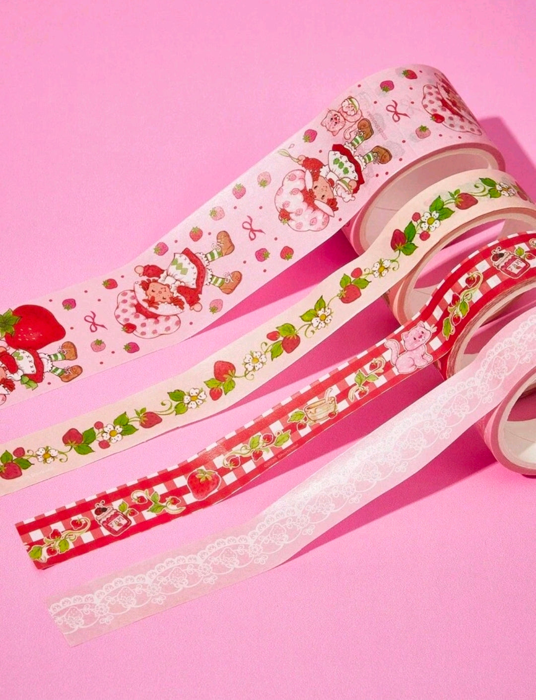 4 Rolls Strawberry Shortcake Washi Tape Set Licensed 5m Each Berry Cute