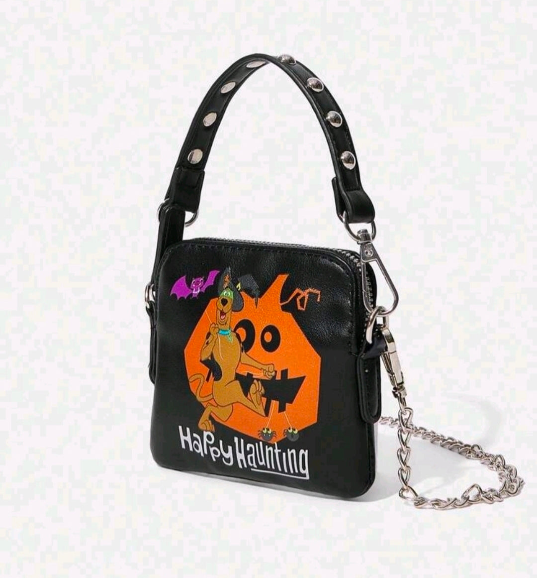 Scooby Doo Happy Haunting Black Clutch Purse Crossbody Bag Chain Strap