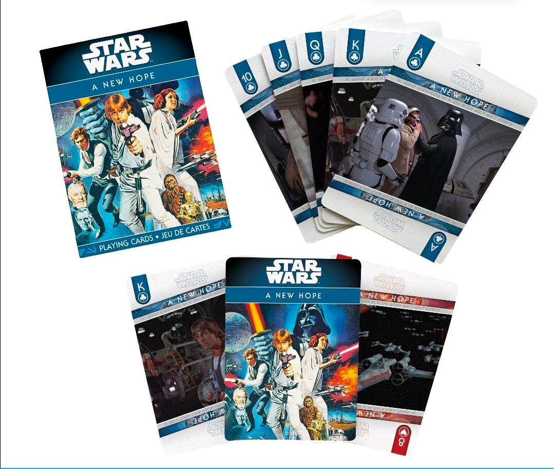 Star Wars A New Hope playing card deck with box and fanned card faces