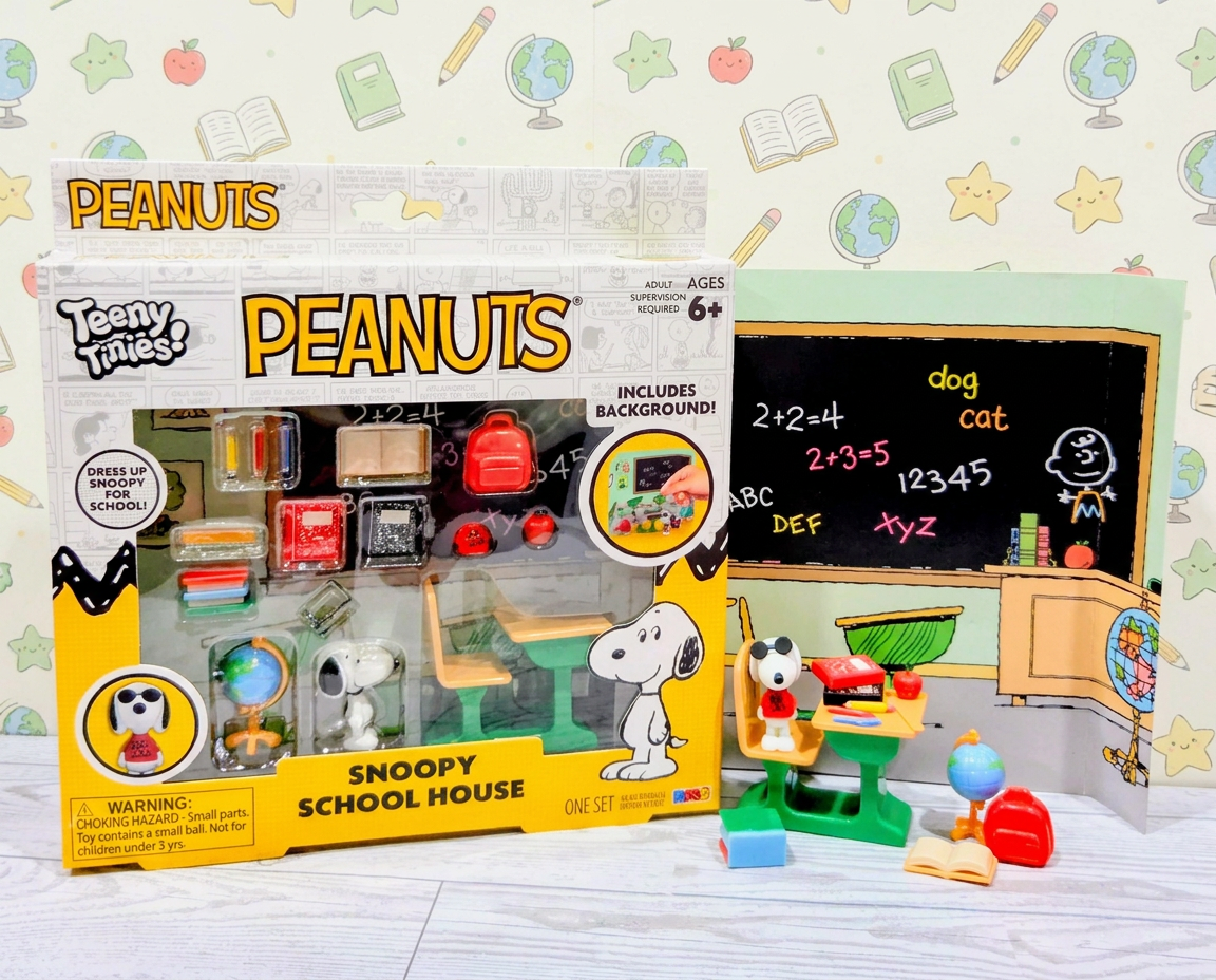 Peanuts Teeny Tinies Snoopy School House Mini Playset Joe Cool 15pc
