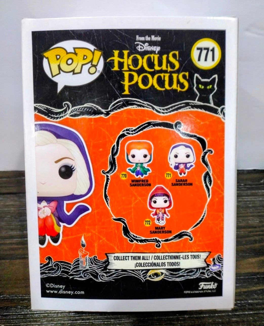 Funko Pop Hocus Pocus box back with character artwork and 771 figure badge