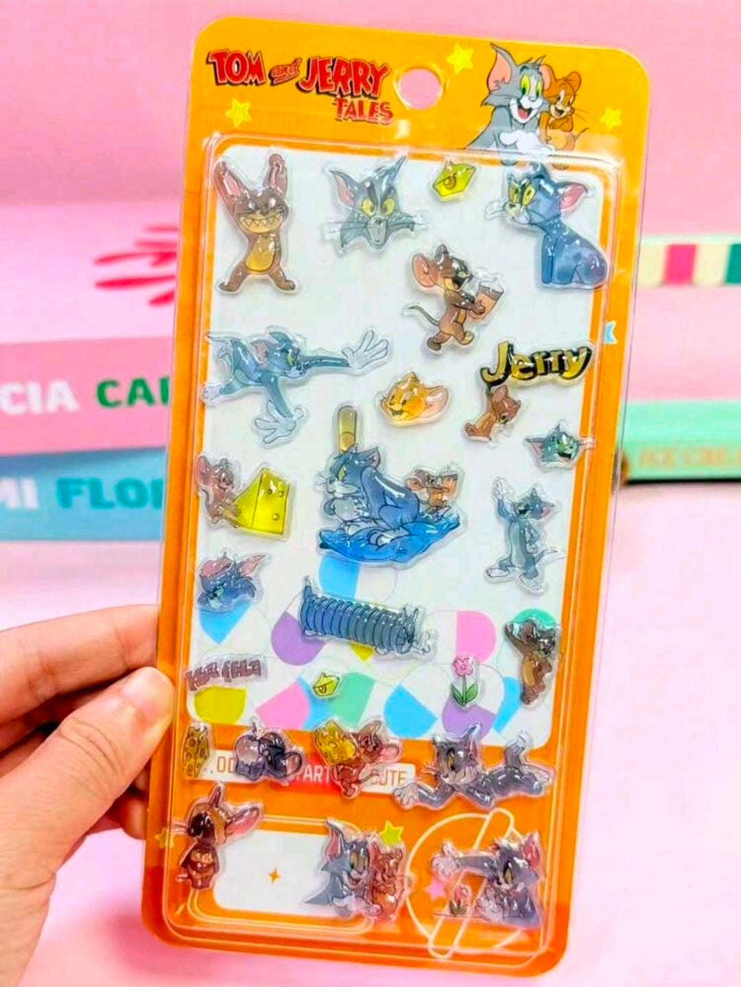 Tom and Jerry Crystal Drop 3D Sticker Sheet — Acrylic Decals