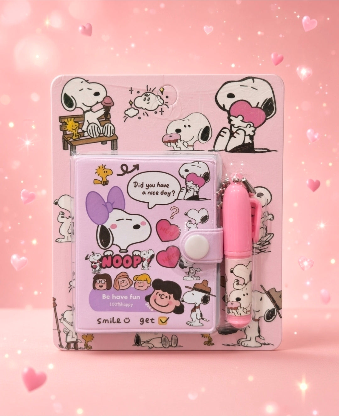 Snoopy Mini Puffy Jacket Notebook with Matching Keychain Pen