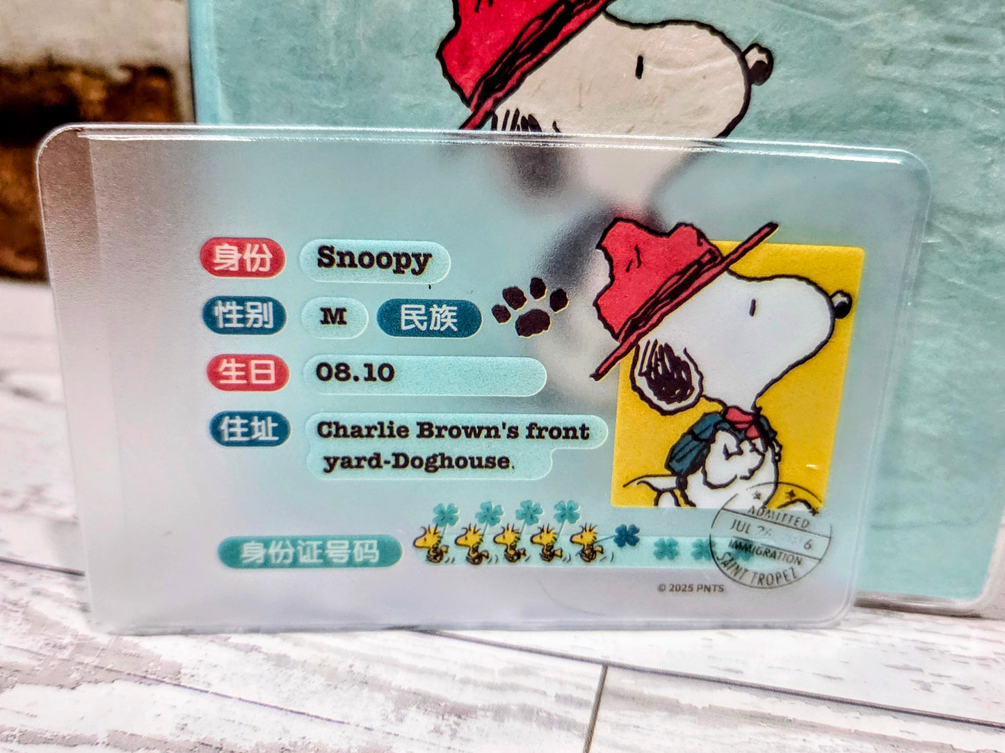 Snoopy Passport Holder Set GOOD LUCK Nine Wood Sundries Peanuts NEW 💙✈️