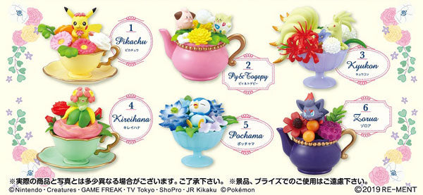 Re-Ment Floral Cup Collection 2 packaging card with six mini teacup illustrations