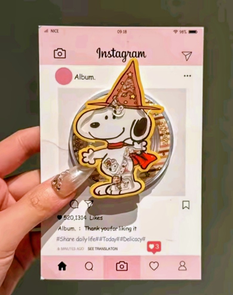 Snoopy Magician Acrylic Shaker MagSafe Phone Grip Holder Peanuts Wizard Hat Kawaii Pop Stand