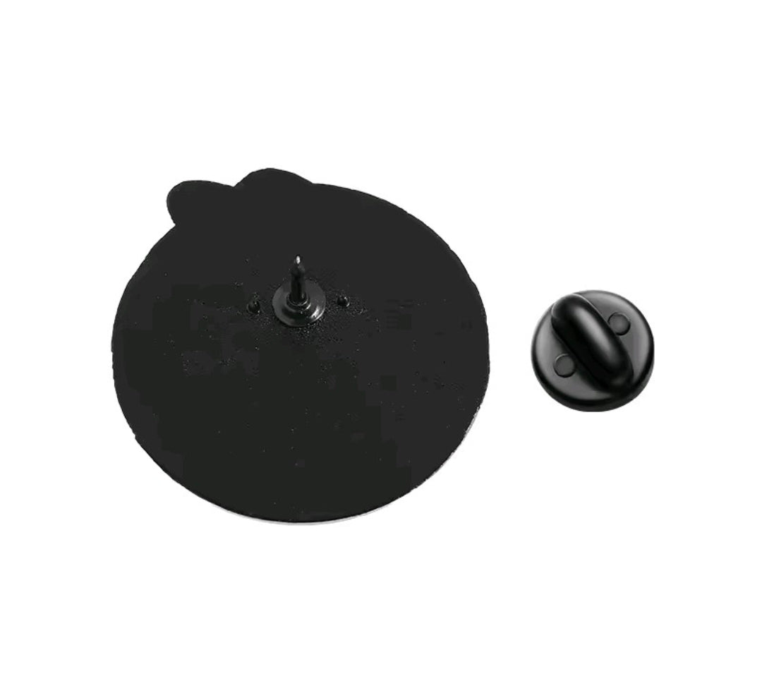 3-piece enamel pin set clutch backs: round black bases with metal pin posts