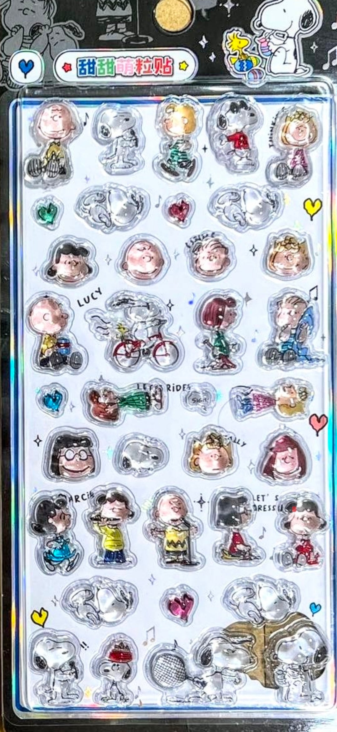 Peanuts Snoopy Charlie Brown Gang Bonbon Drop 3D Sticker Sheet