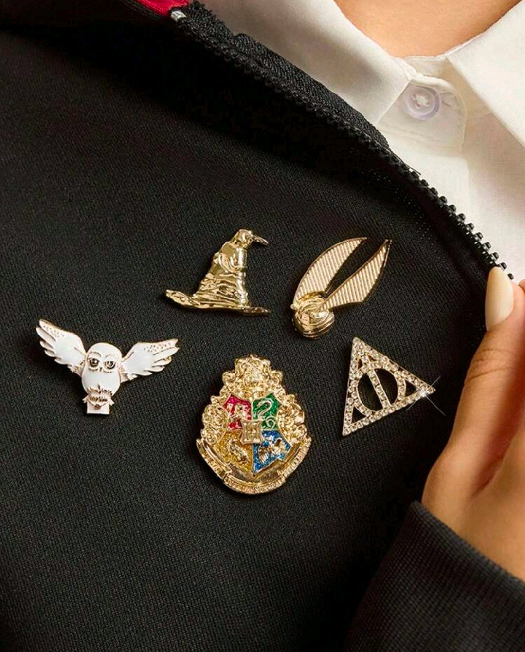 Harry Potter 5 Piece Enamel Pin Set Sorting Hat Snitch Hedwig