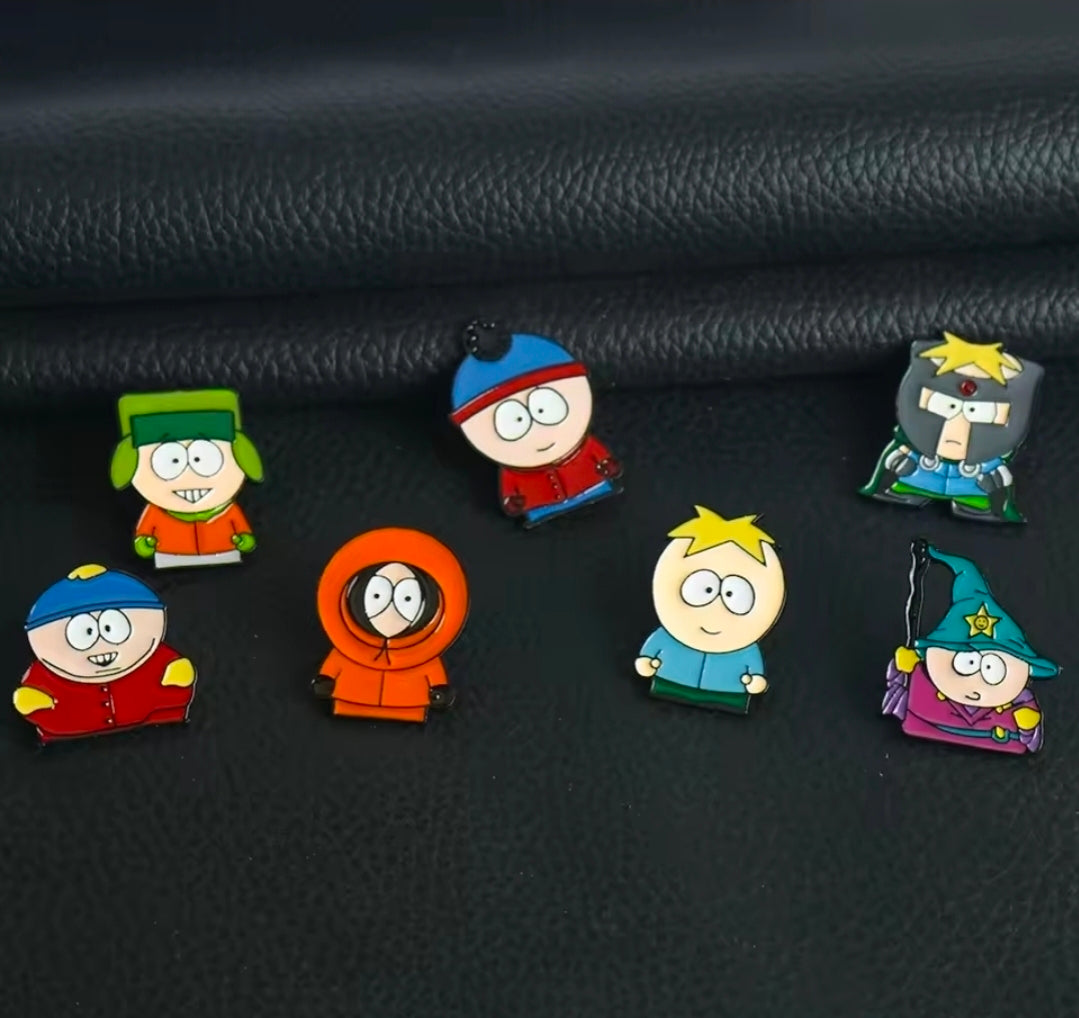 South Park 7 Piece Enamel Pin Set Cartman Stan Kyle Kenny Butters Wizard Knight