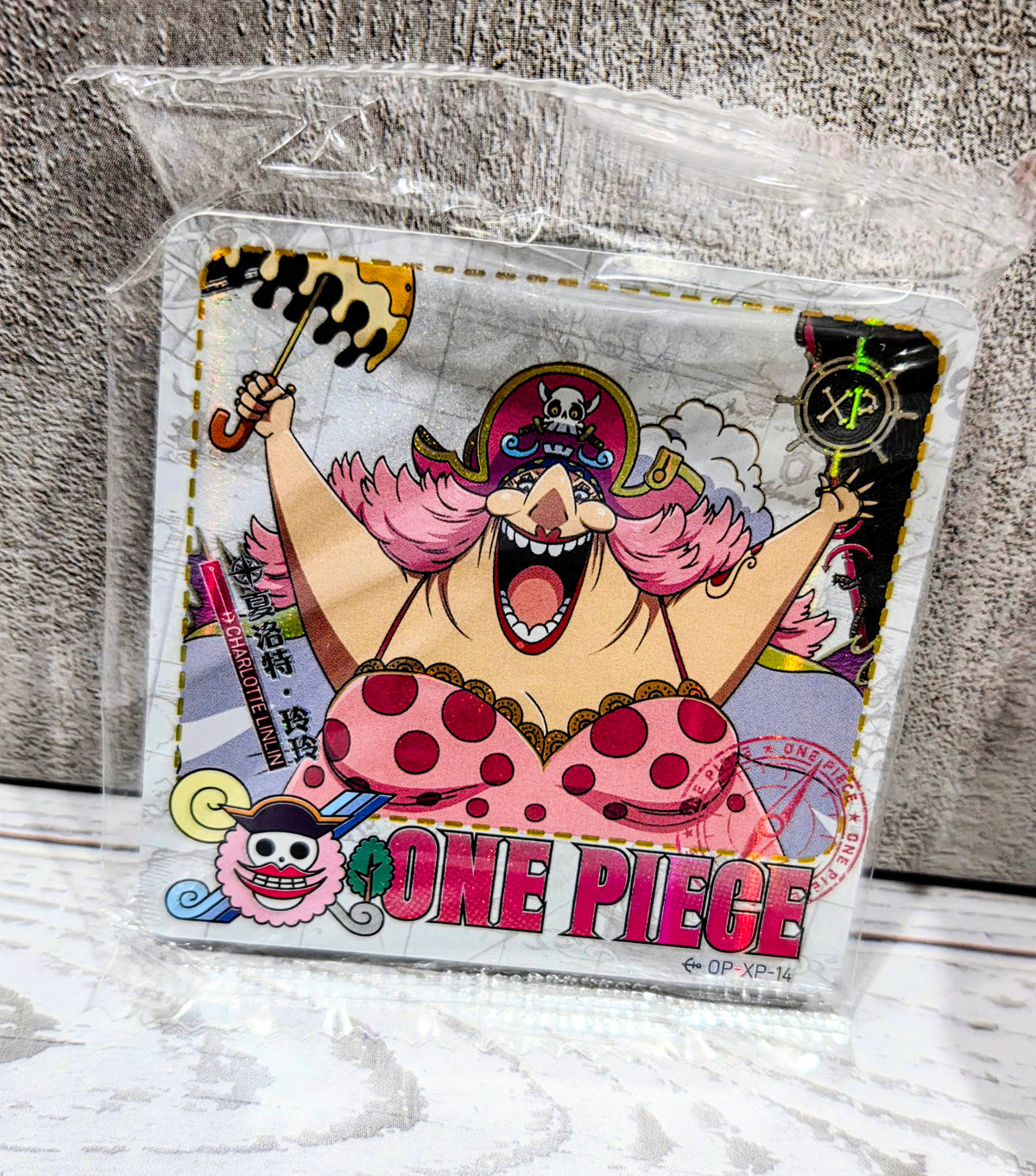 One Piece character trading card featuring Big Mom in pink and black design