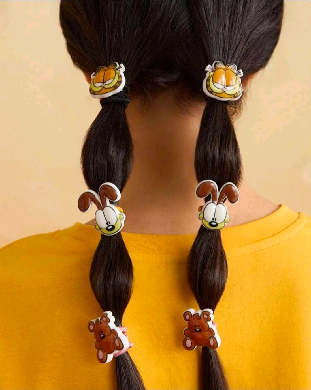 Garfield 6pc Hair Ties Set Cute Cartoon Charms NEW