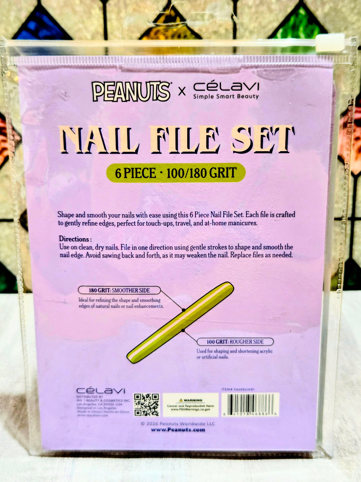 Peanuts x Célavi 6-piece nail file set in clear zip pouch