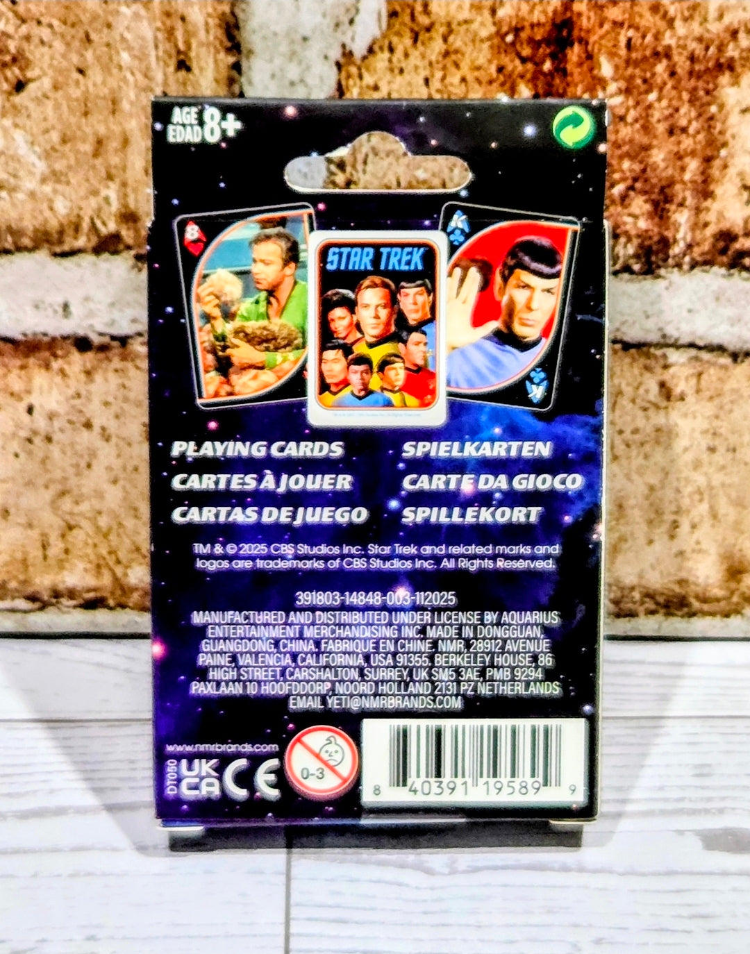 Star Trek playing cards deck box back with barcode and product details