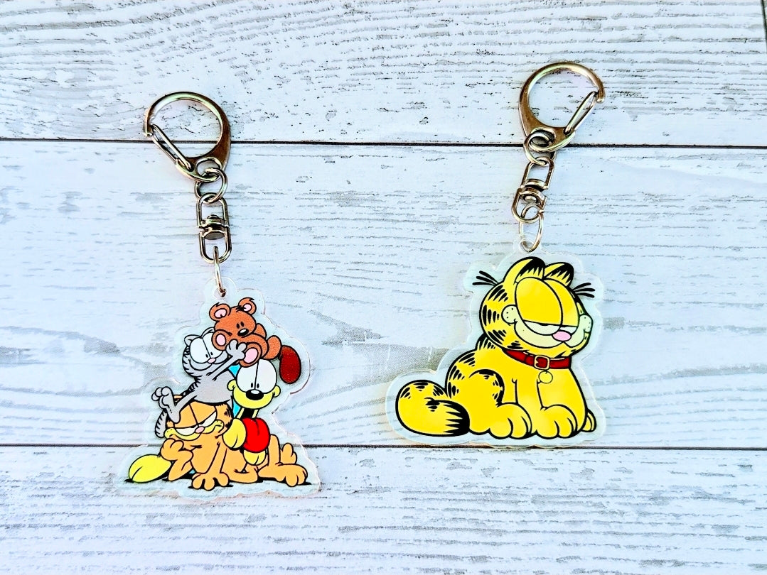 Garfield 2pc Acrylic Keychain Set Friends Odie Nermal & Lasagna Cat