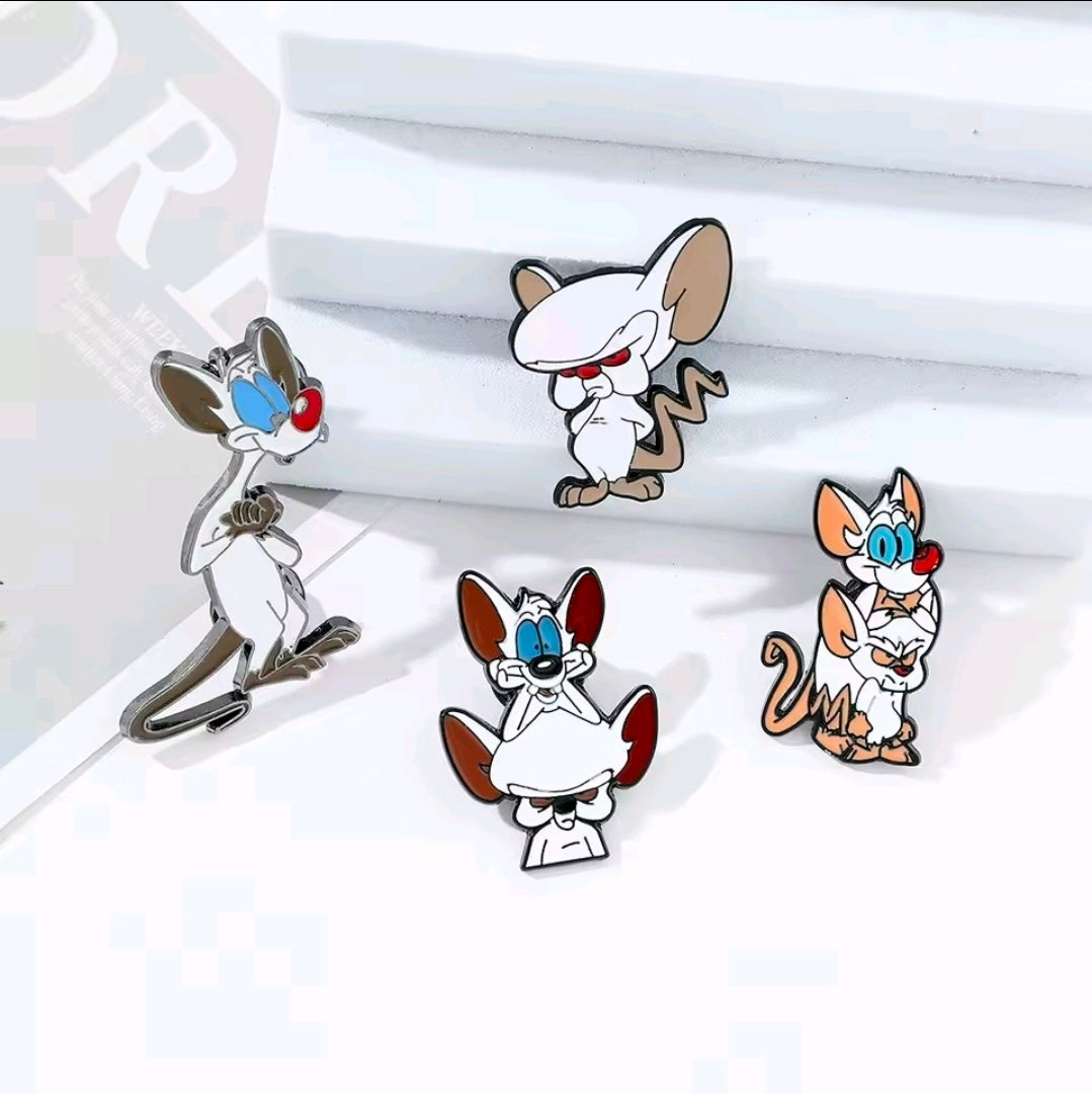 Pinky and the Brain 4-Piece Hard Enamel Pin Set Warner Brothers Animaniacs